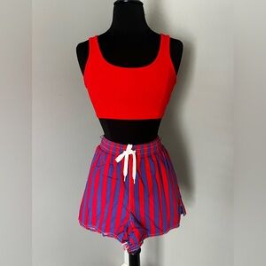 Urban Outfitters Red & Blue Striped Drawstring Short